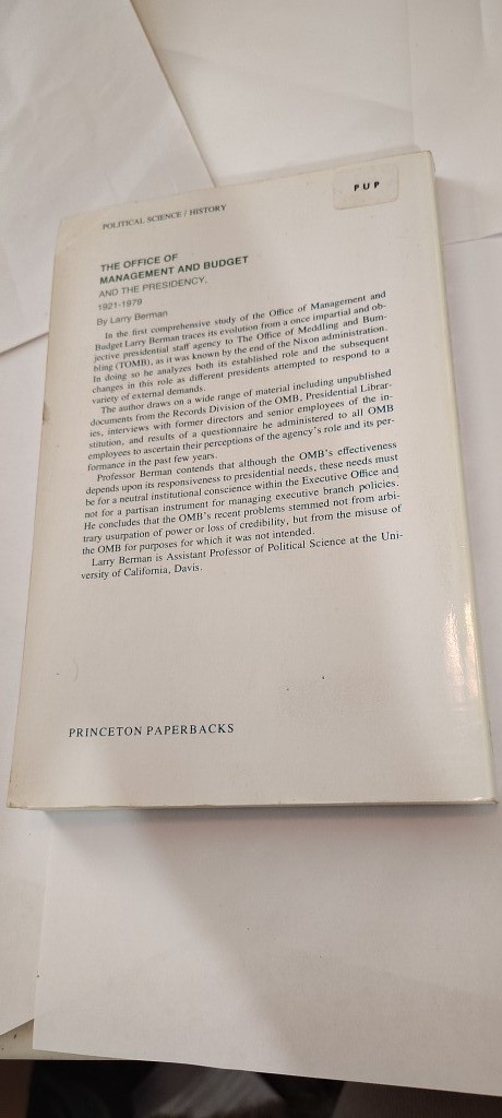 The Office of Management and Budget and the Presidency 1921-1979 book berman