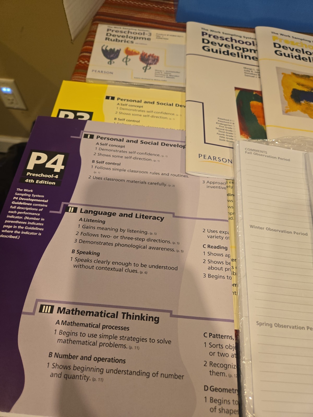 Pearson Work Sampling System Preschool 3-4 Classroom Kit Product 1428413170