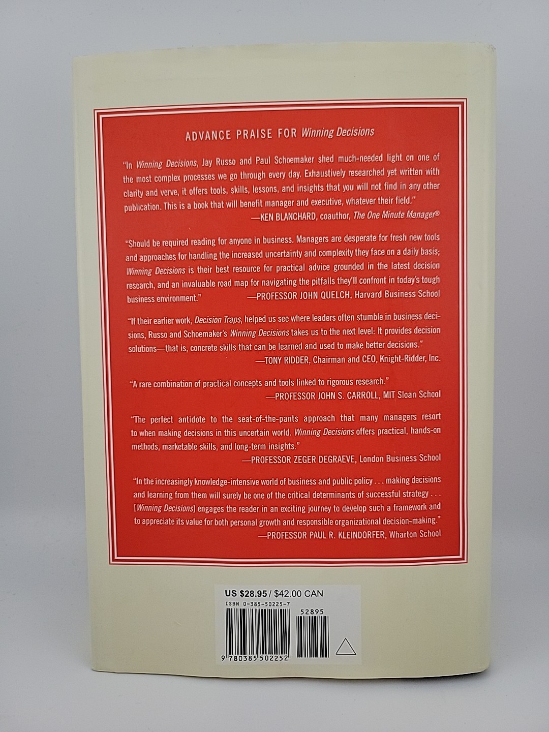 Winning Decisions: Getting It Right the First Time-J. Edward Russo (1st Edition)