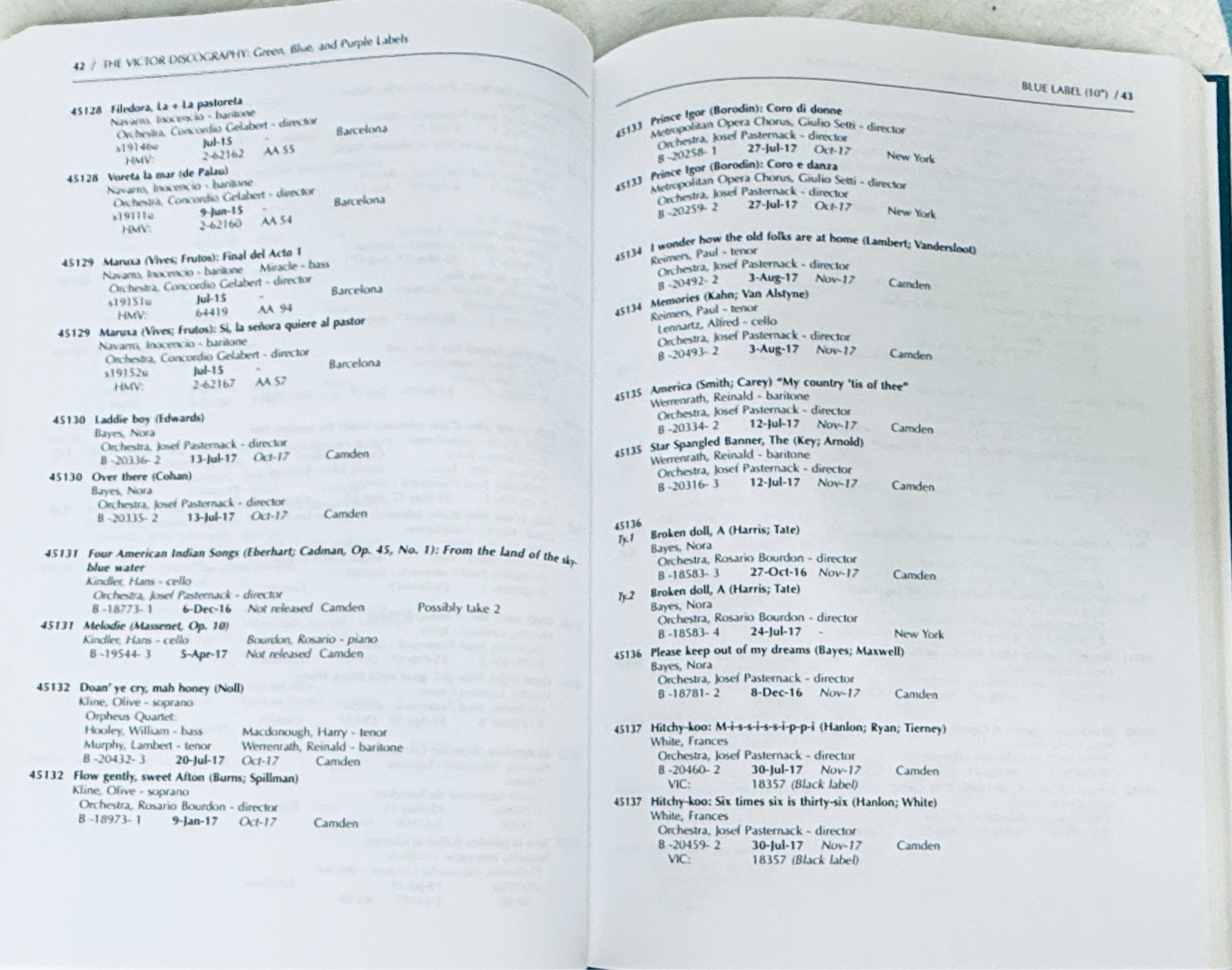 Victor Discography : Green, Blue, and Purple Labels (1909-27)
