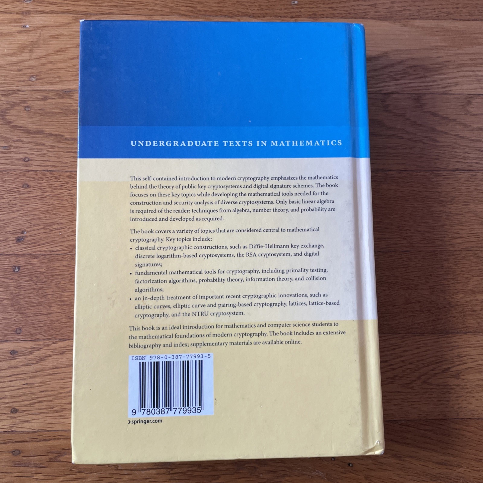 Undergraduate Texts in Mathematics Ser.: Intro to Mathematical Cryptography