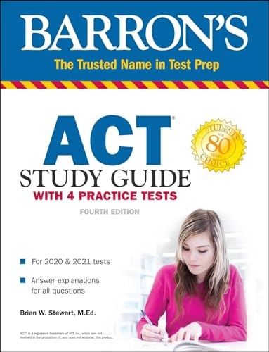 ACT Study Guide with 4 Practice Tests (Barron’s Test Prep) – Paperback – GOOD