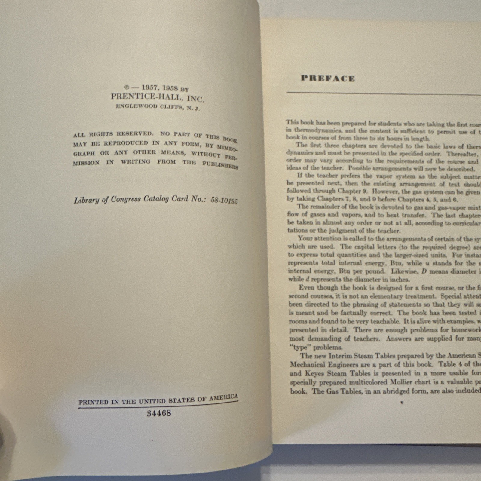 Fundamentals of Thermodynamics Carroll M Leonard 1958 Textbook Hardcover