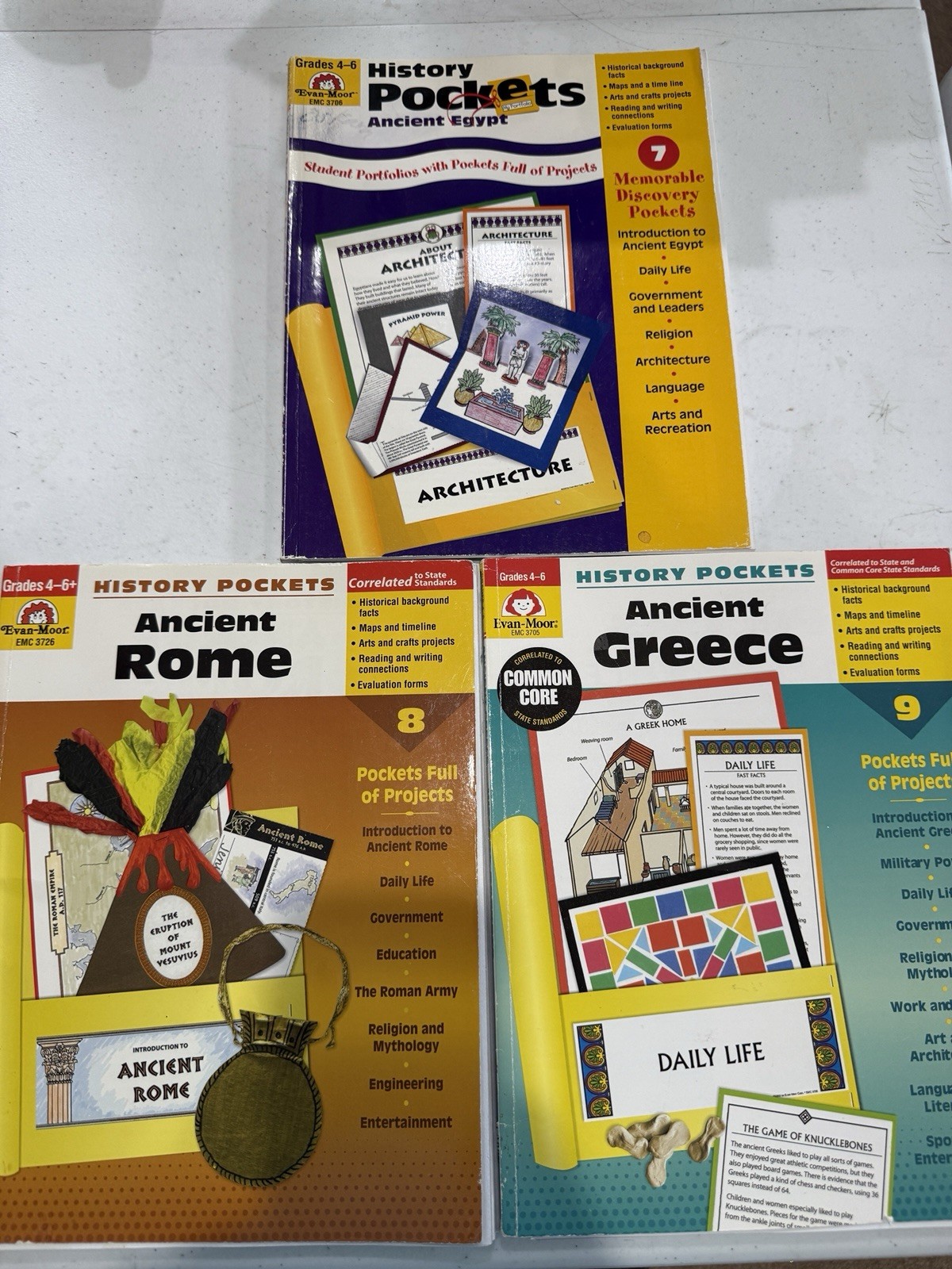 Evan-Moor History Pockets Bundle Set of 3 Hands On Activities Homeschooling