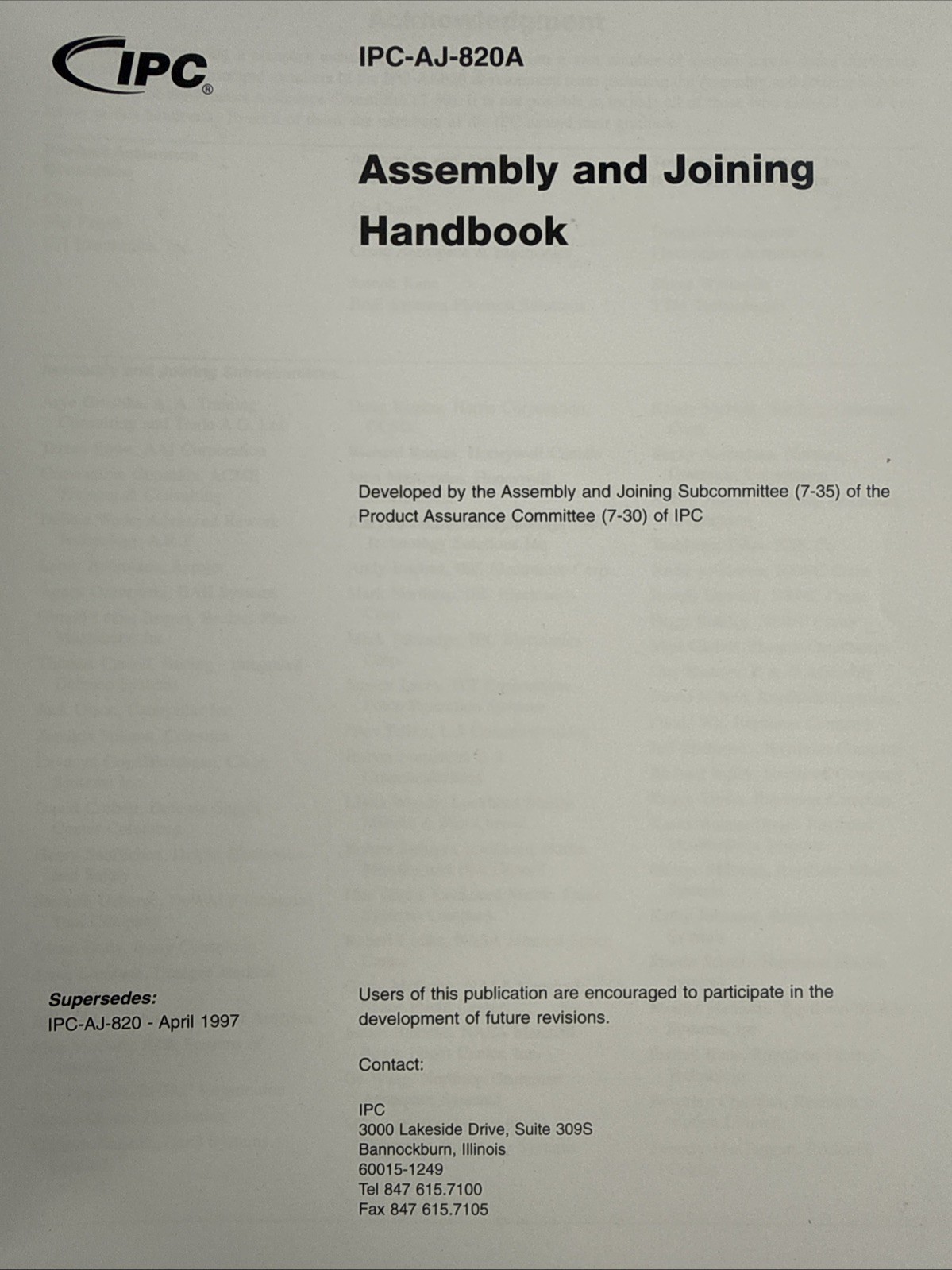 IPC-AJ-820A Assembly and Joining Handbook 2012