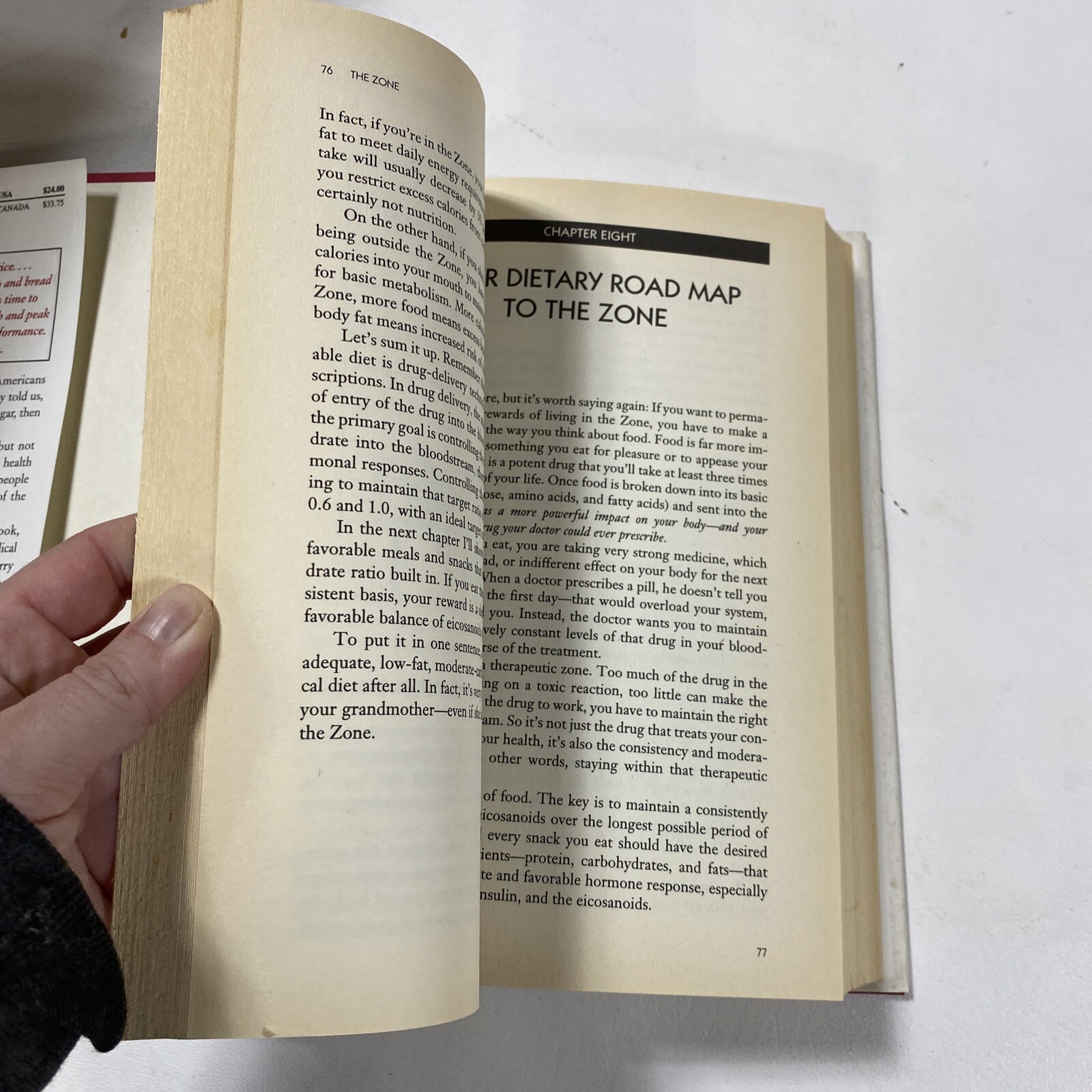 The Zone : A Dietary Road Map – Barry Sears (Dust Jacket, 1995, 1st Edition)