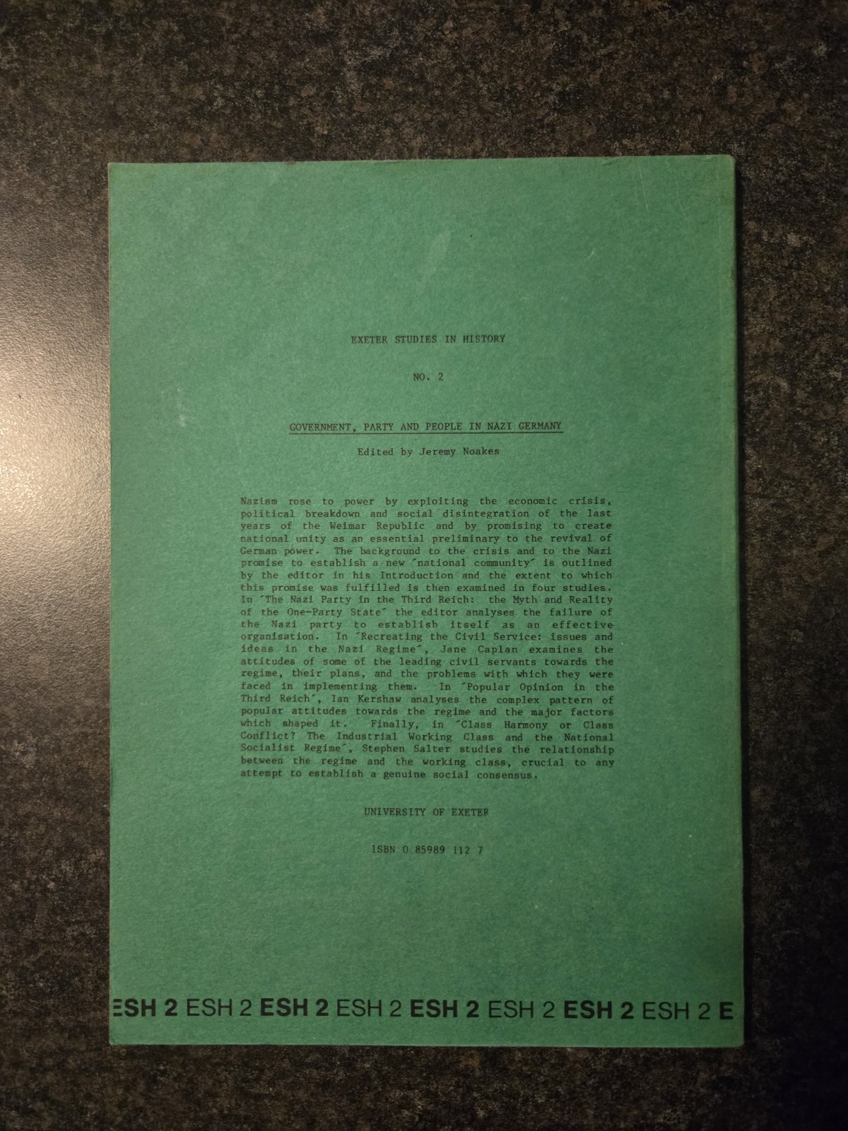 Government, Party and People in Nazi Germany: 2 (Exeter… – Noakes, Jeremy