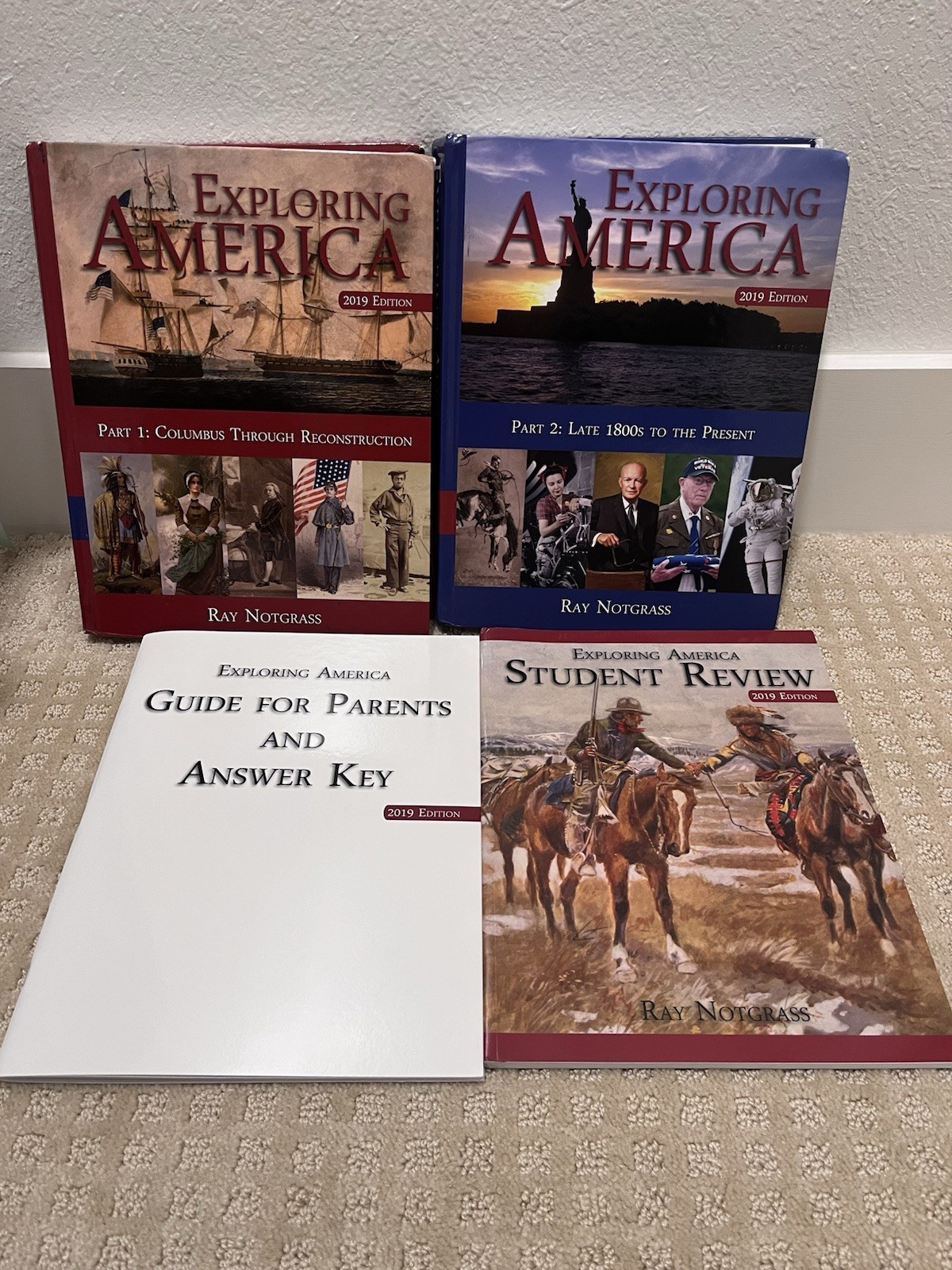 EXPLORING AMERICA 1 & 2 Lot Notgrass 2019 Textbooks Student Review Exams Key