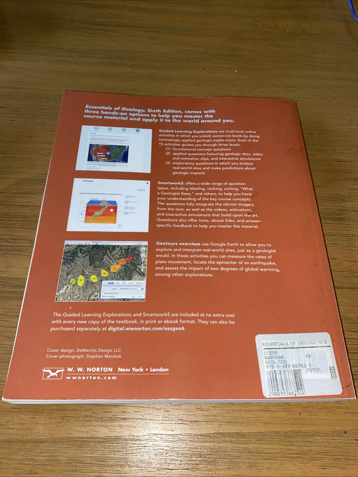 Essentials of Geology – Paperback, by Marshak, Stephen – 6th Edition Preowned