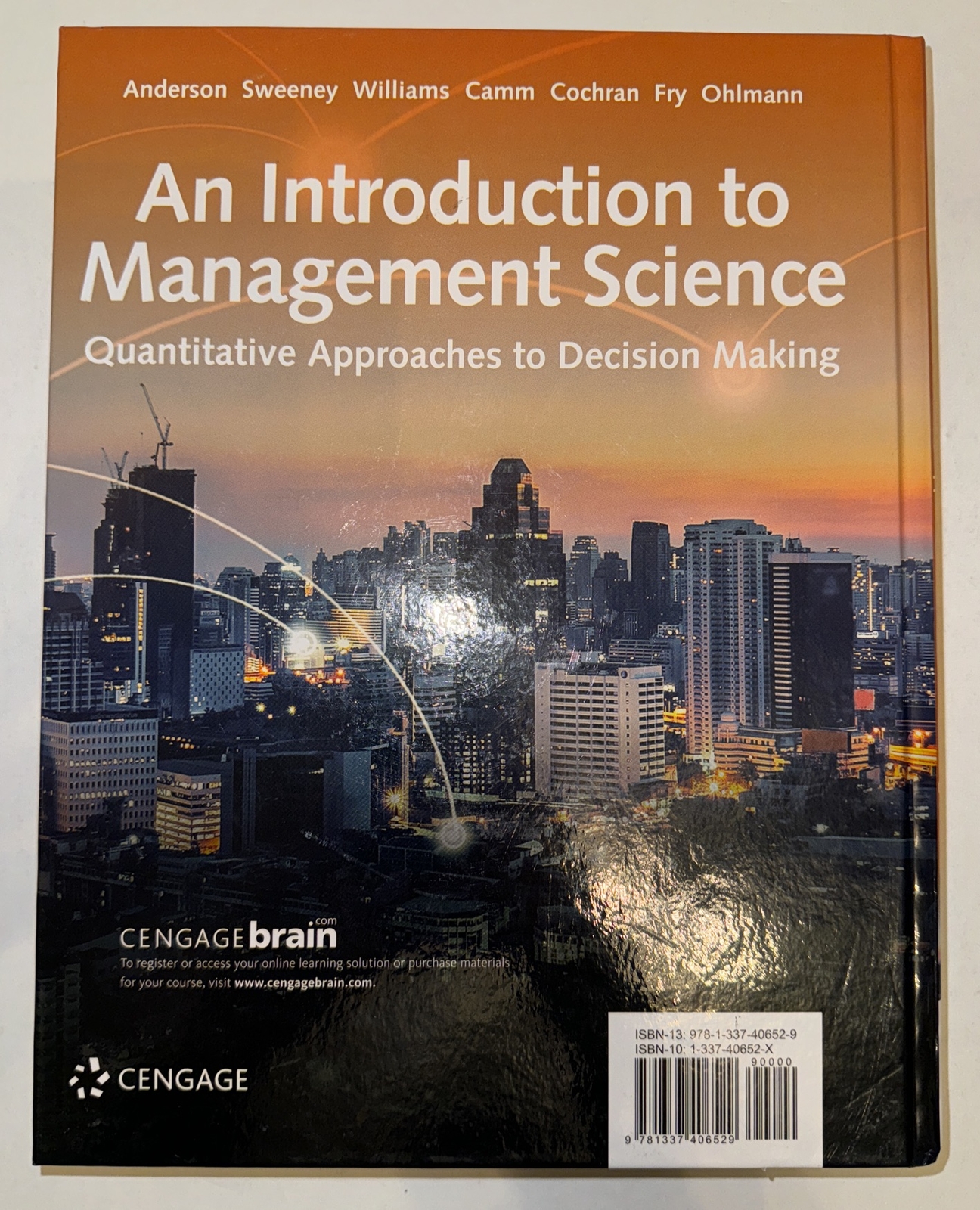 An Introduction to Management Science by Anderson David R.; Like New/hardcover