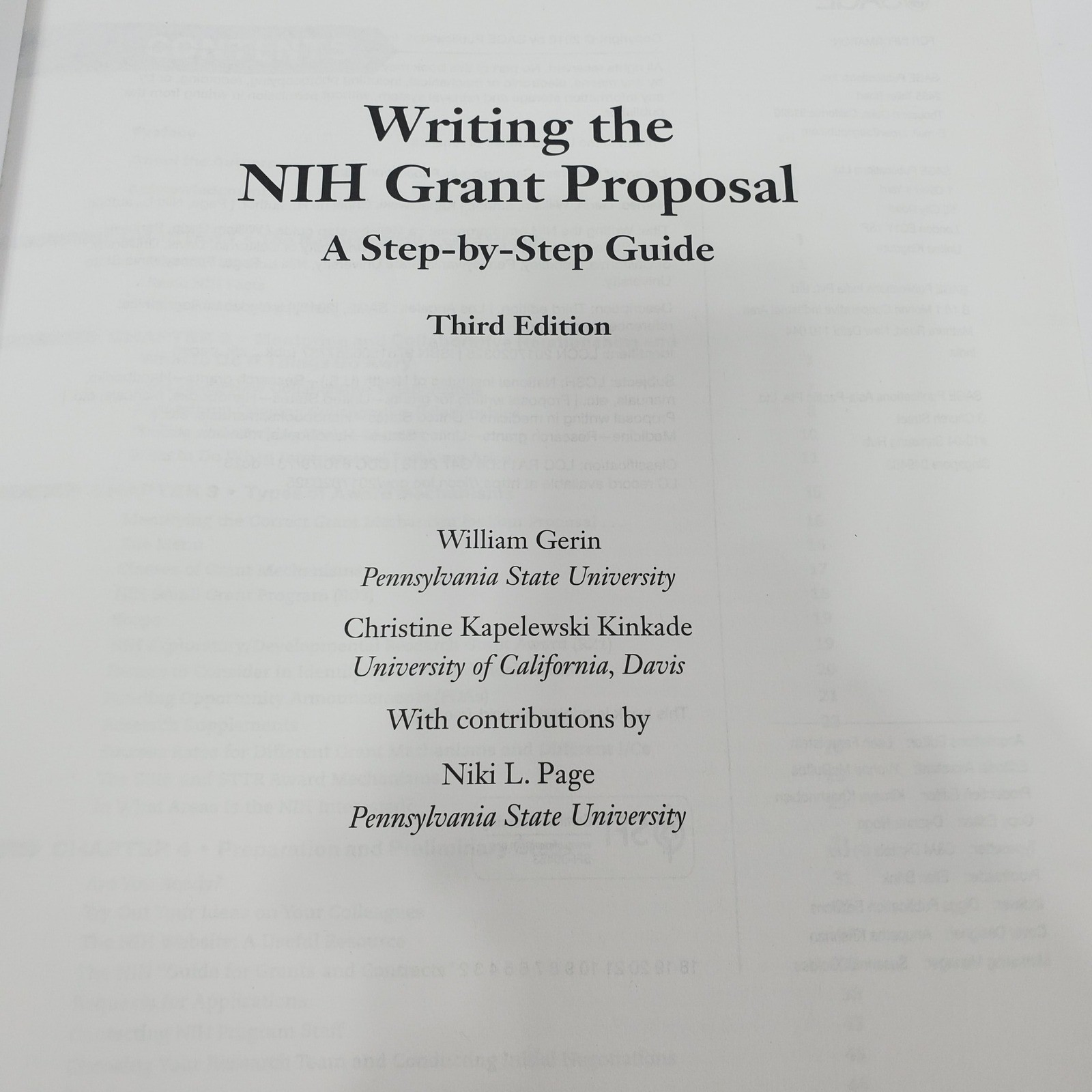 SAGE Writing the NIH Grant Proposal Textbook 3rd Edition Blue Good 10637