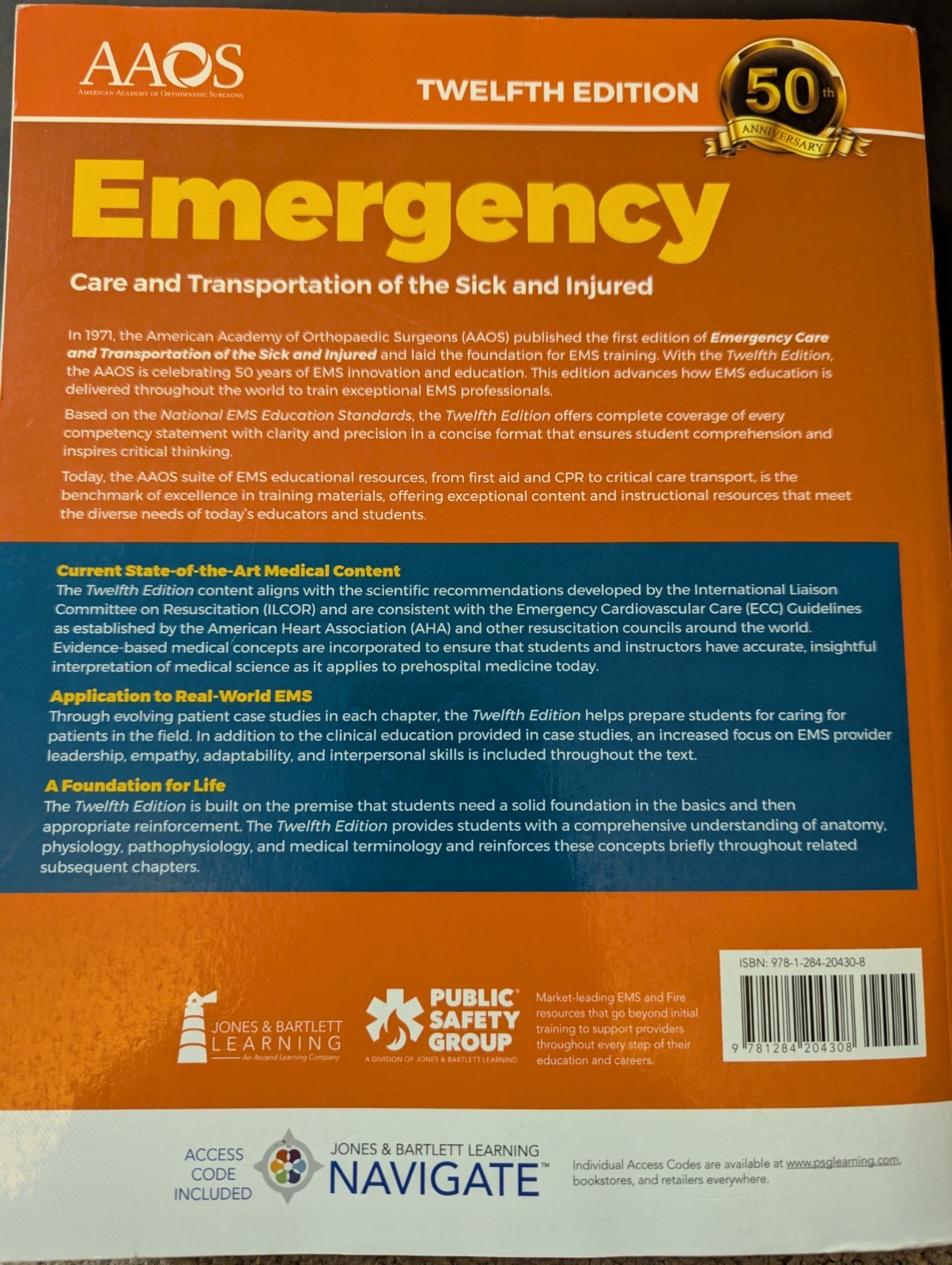 AAOS Emergency Care and Transportation Twelfth Edition Hardcover Textbook School