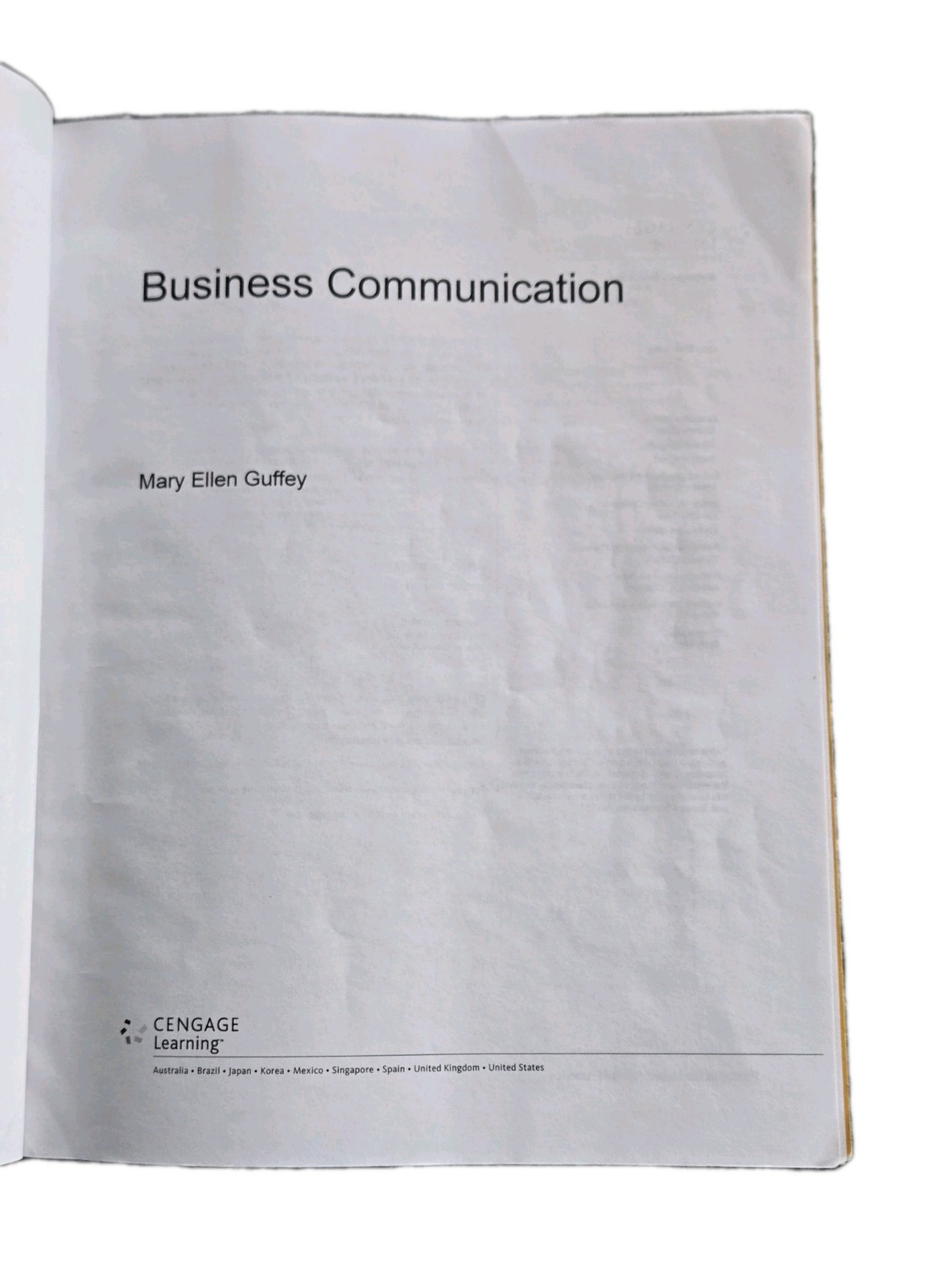 Used 2008 Cengage Learning Business Communication Textbook By Mary Ellen Guffey