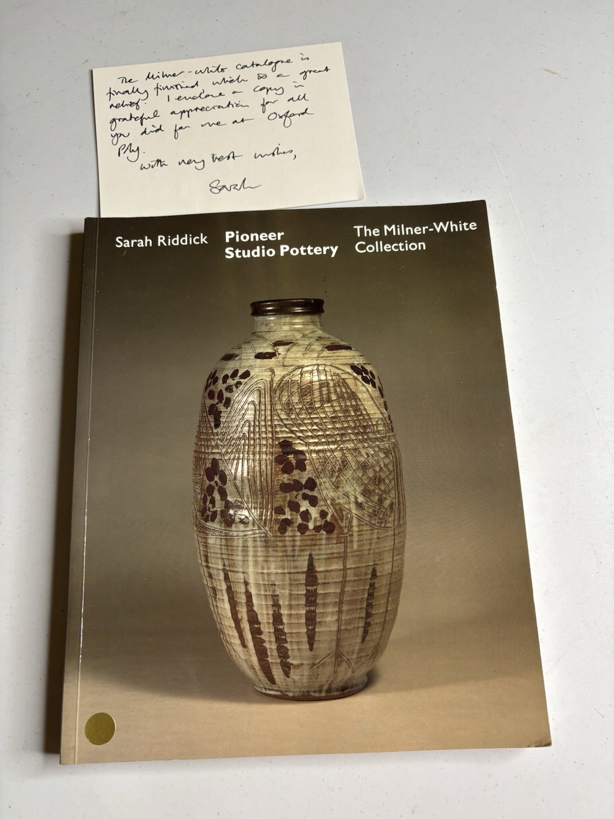 Pioneer Studio Pottery Paperback The Milner-White Collection Riddick With Card