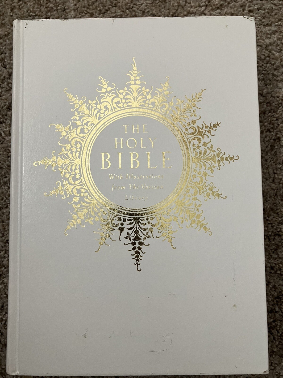 1996 THE HOLY BIBLE with ILLUSTRATIONS from The VATICAN LIBRARY White Hardcover