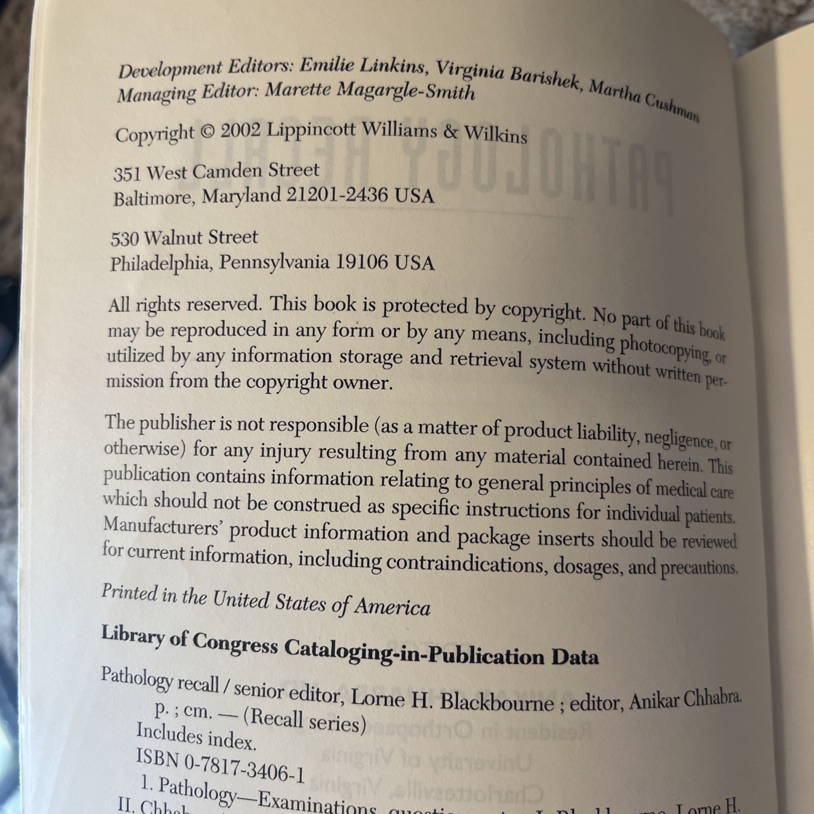 Recall Ser.: Pathology Recall by Anikar Chhabra, Lorne H. Blackbourne #1101