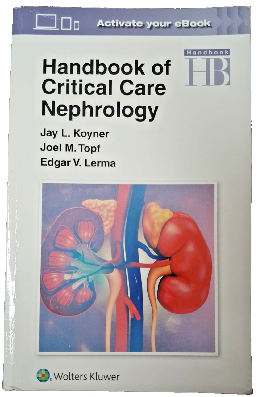 Handbook of Critical Care Nephrology Handbook – 2021, Paperback Good Condition
