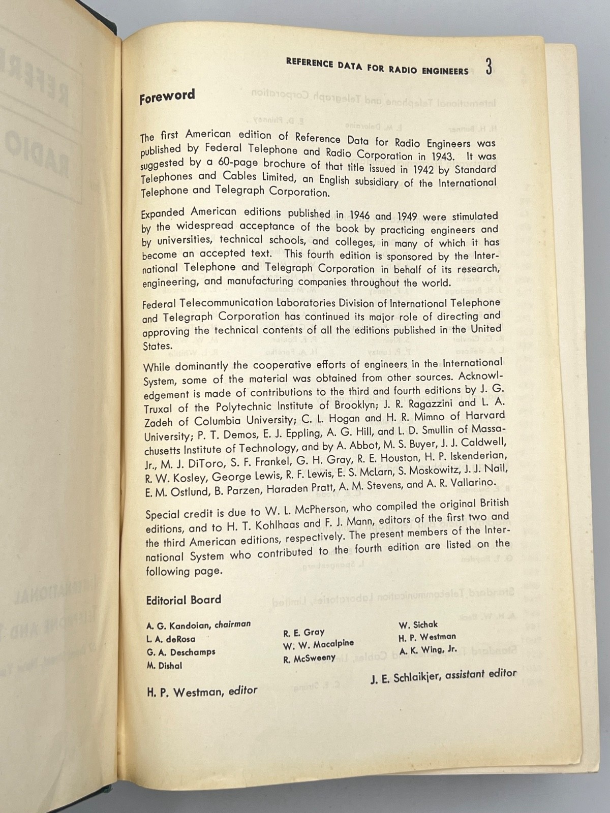 Reference Data For Engineers 1957 4th Edition 3rd Printing IT&T Hardcover