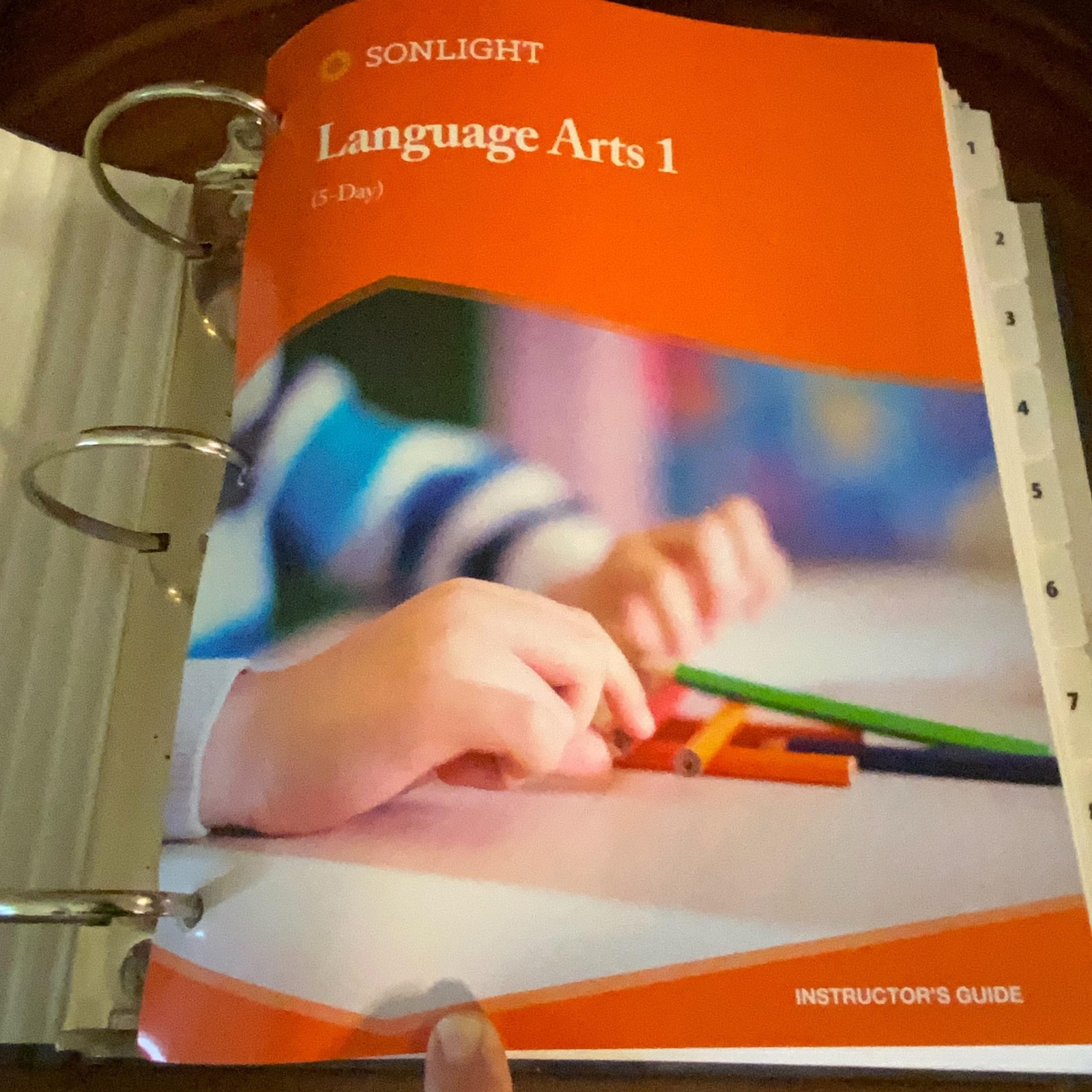 Sonlight Language Arts 1 Instructor’s Guide 5-Day D-Ring Binder Tabs Homeschool