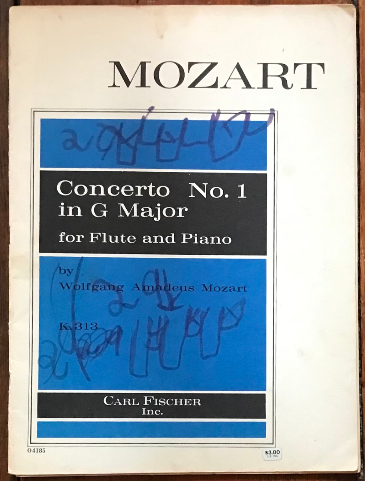 MOZART “CONCERTO #1 IN G MAJOR FOR FLUTE AND PIANO” PB SCORE VG W/ FLUTE PART