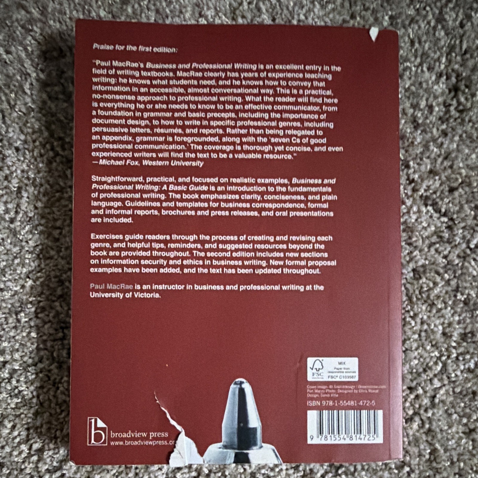 Business and Professional Writing: A Basic Guide 2nd Canadian Ed Paul MacRae