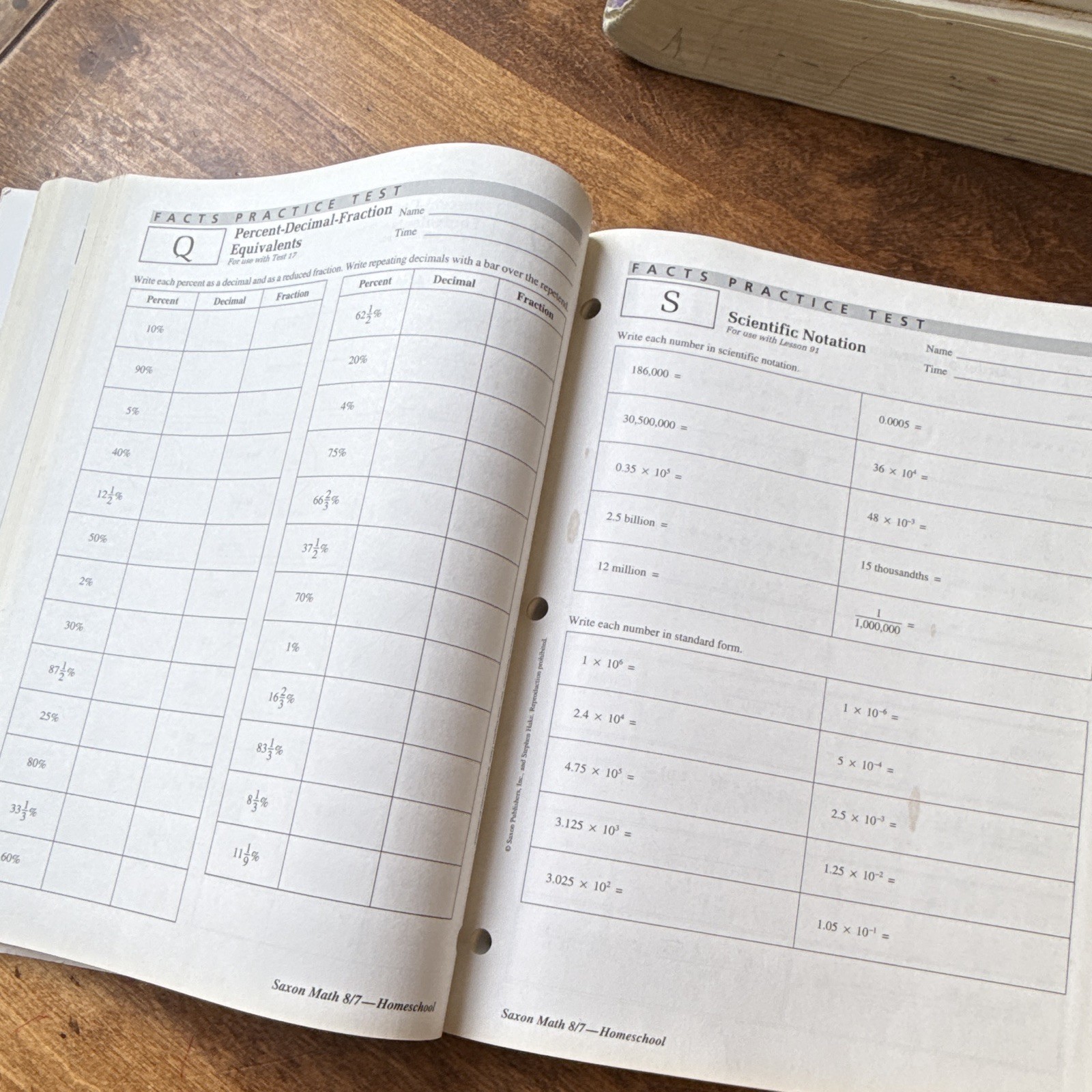 Saxon Math Homeschool 8/7 with Prealgebra PB Solutions Manual Tests Worksheets