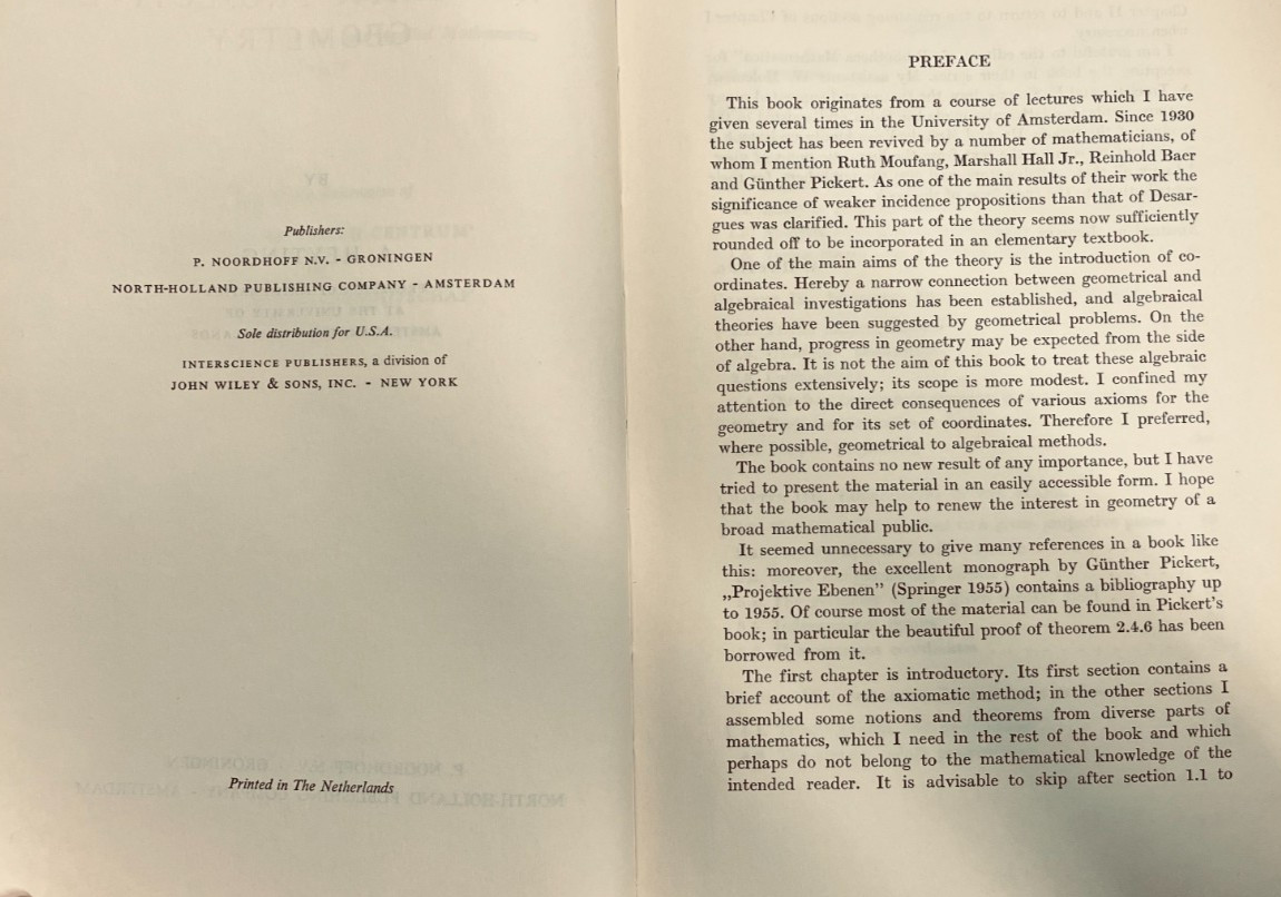 VTG Axiomatic Projective Geometry, A. Heyting, HC/1963 Netherlands