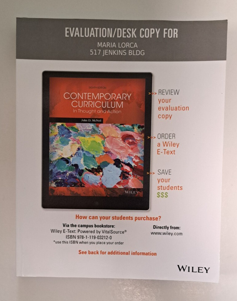 Contemporary Curriculum : In Thought and Action (8e) EVALUATION COPY