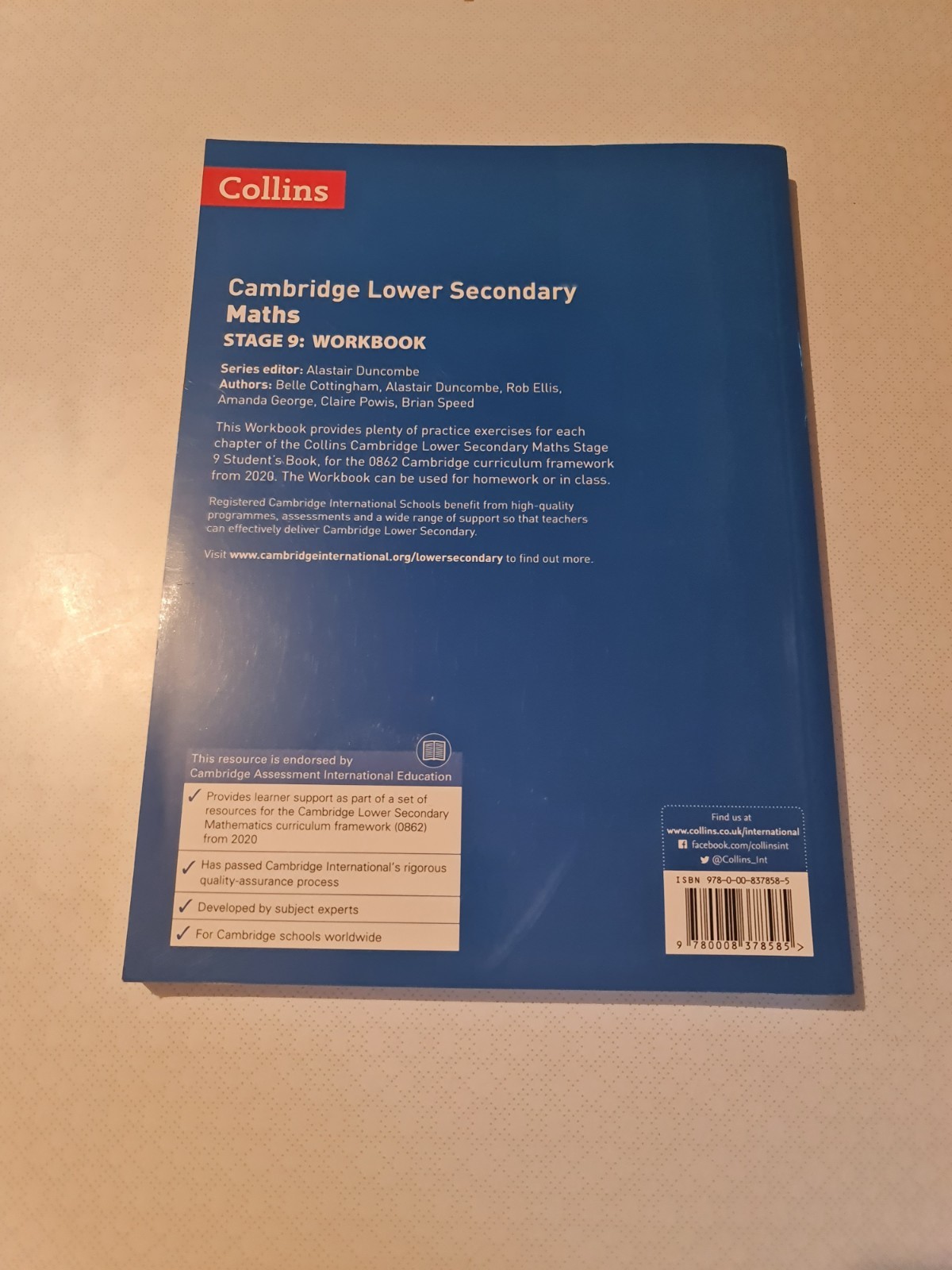 Lower Secondary Maths Workbook Stage 9 Collins Cambridge Lower Secondary Maths