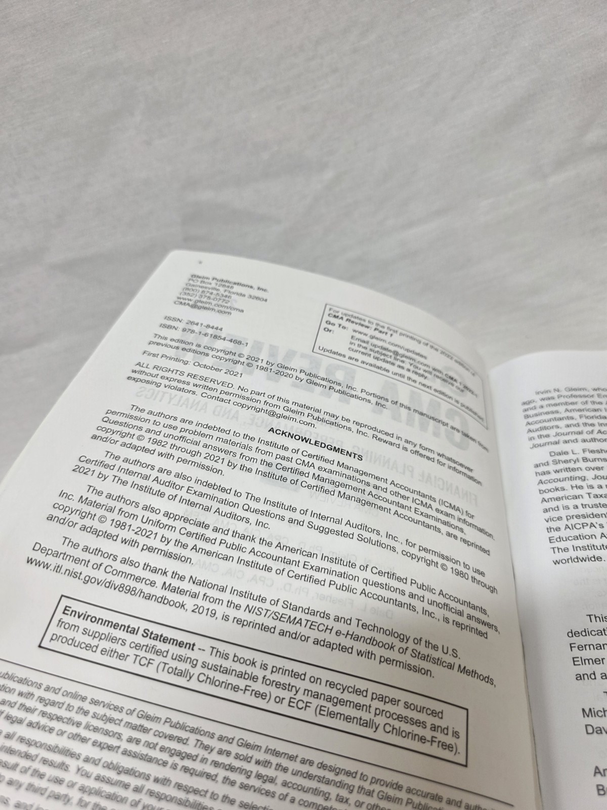 Gleim CMA Review Part 1 Financial Planning Analytics 2022 Edition