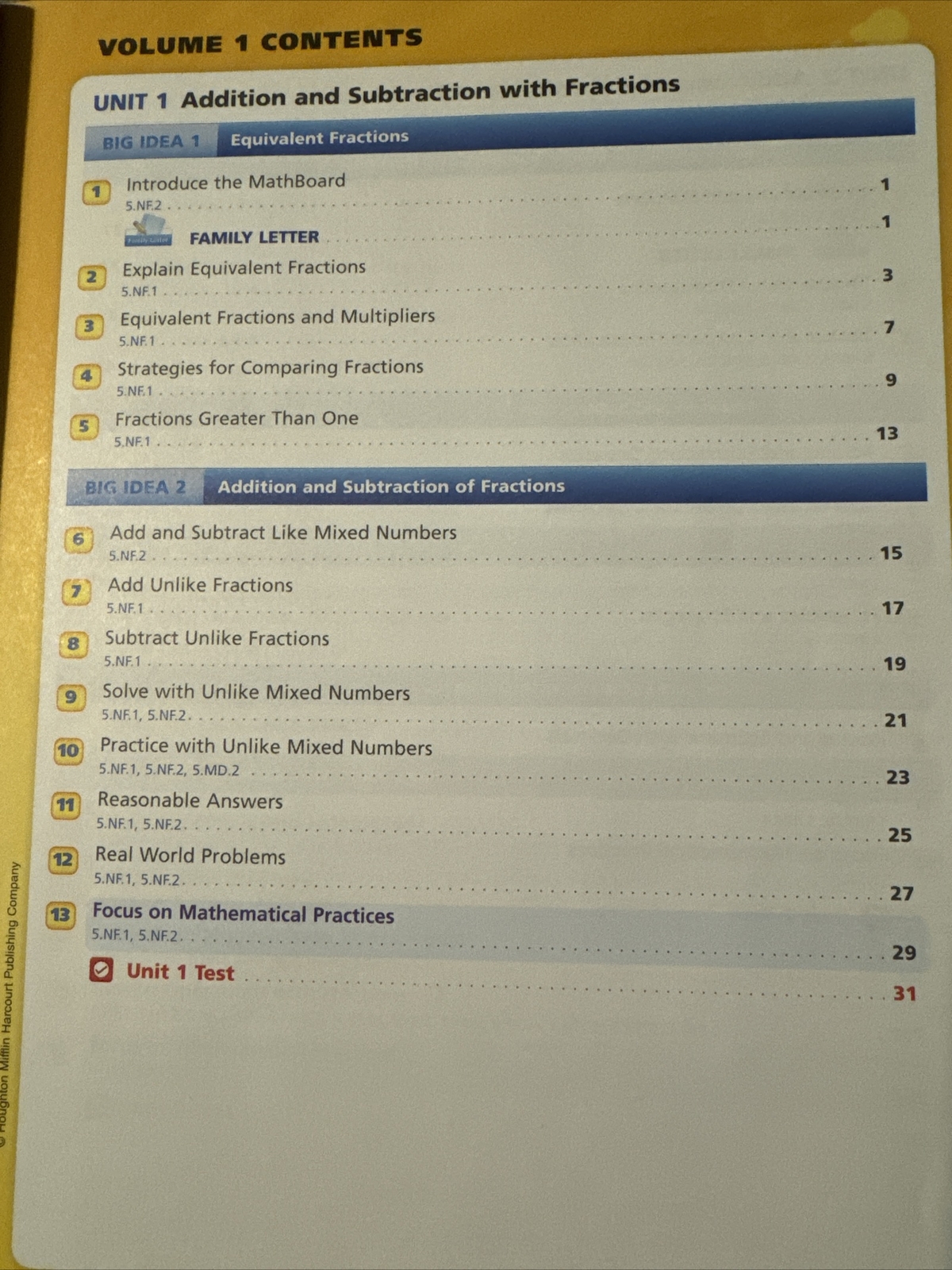 Grade 5 Volume 1, Math Expressions. Student Book.