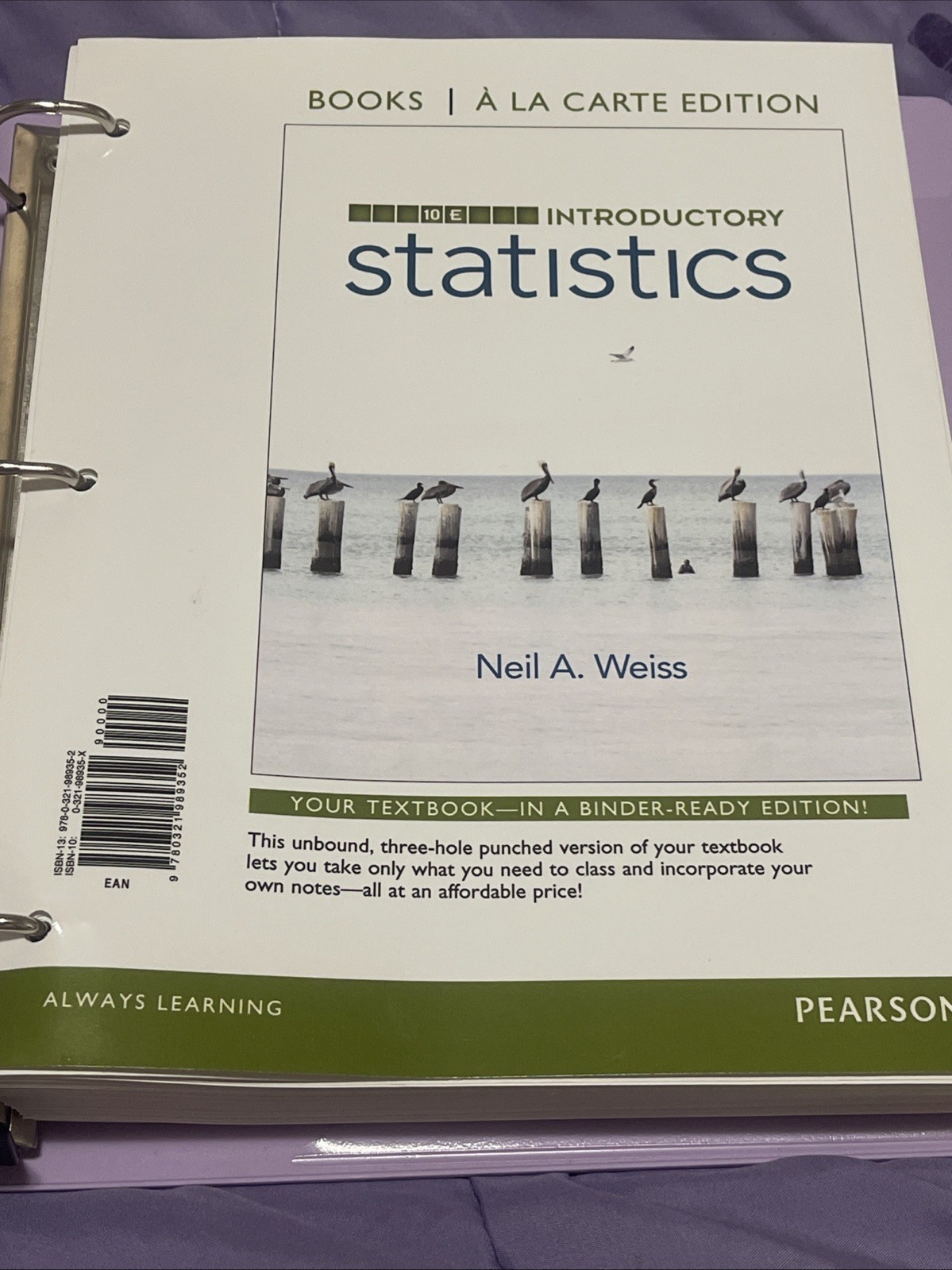 Introductory Statistics, Books 10th Edition GOOD 10e Textbook Neil Weiss Spiral