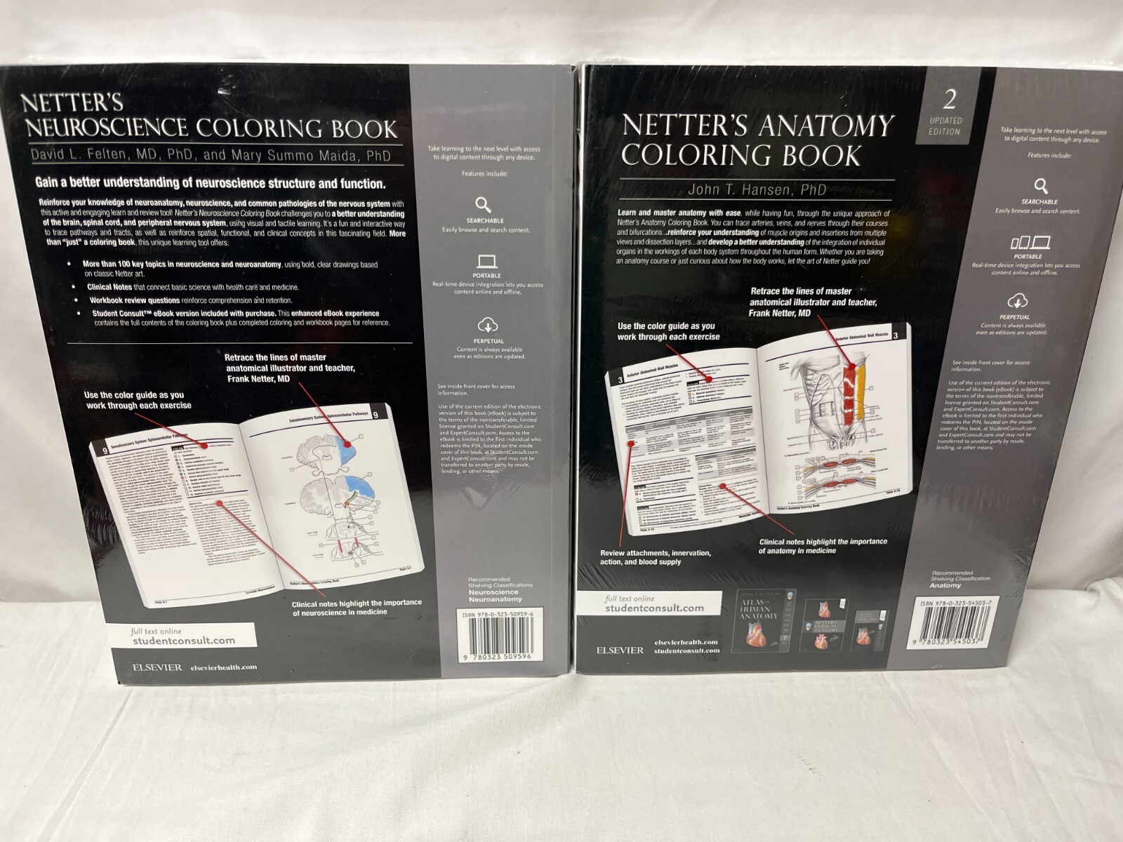 SET OF 2 Netter’s Neuroscience Coloring Book NEW!!
