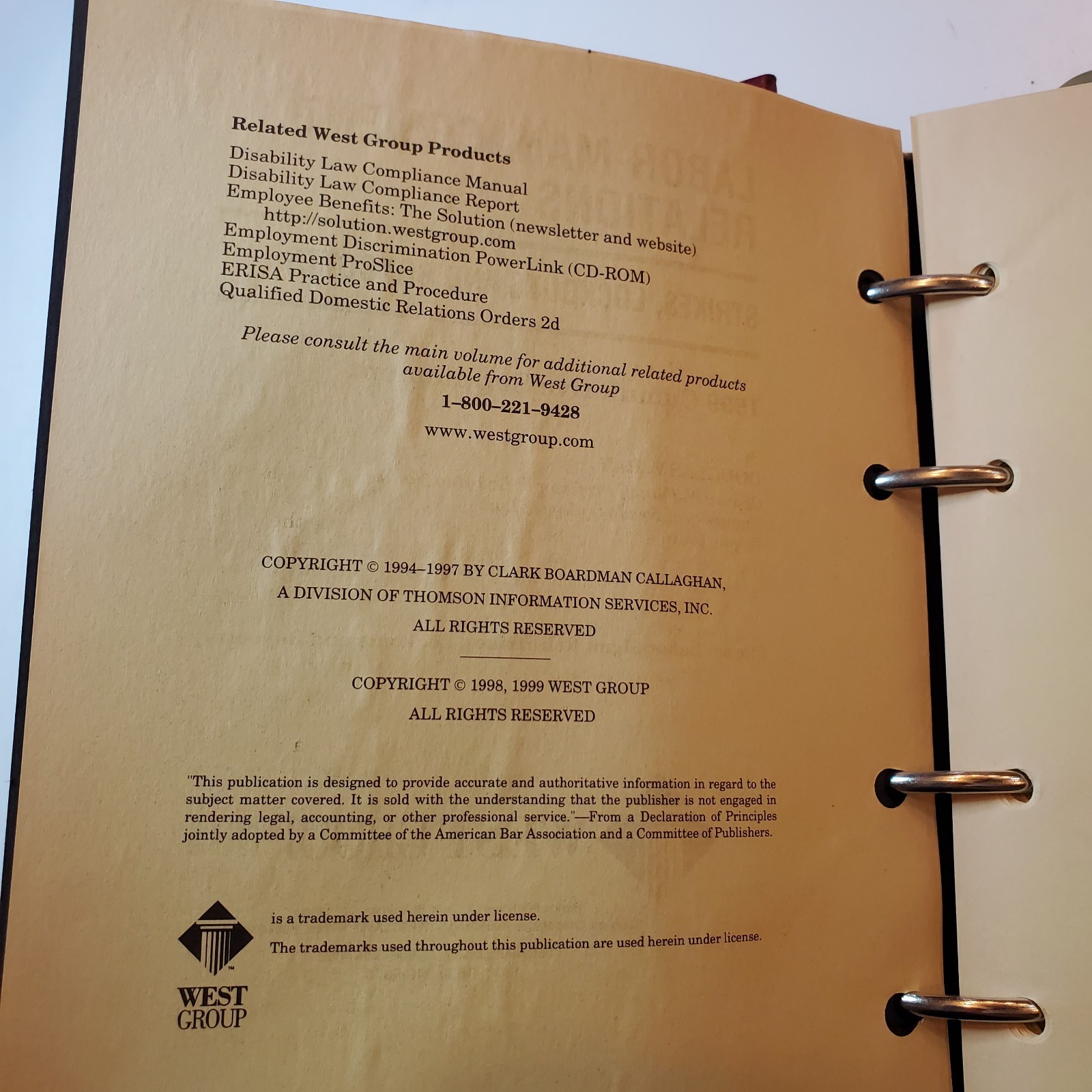 Labor Management Relations Strikes Lockouts and Boycotts Vtg 90s Binder Law Rule