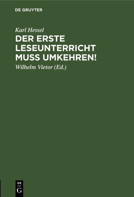 Der Erste Leseunterricht Muss Umkehren!