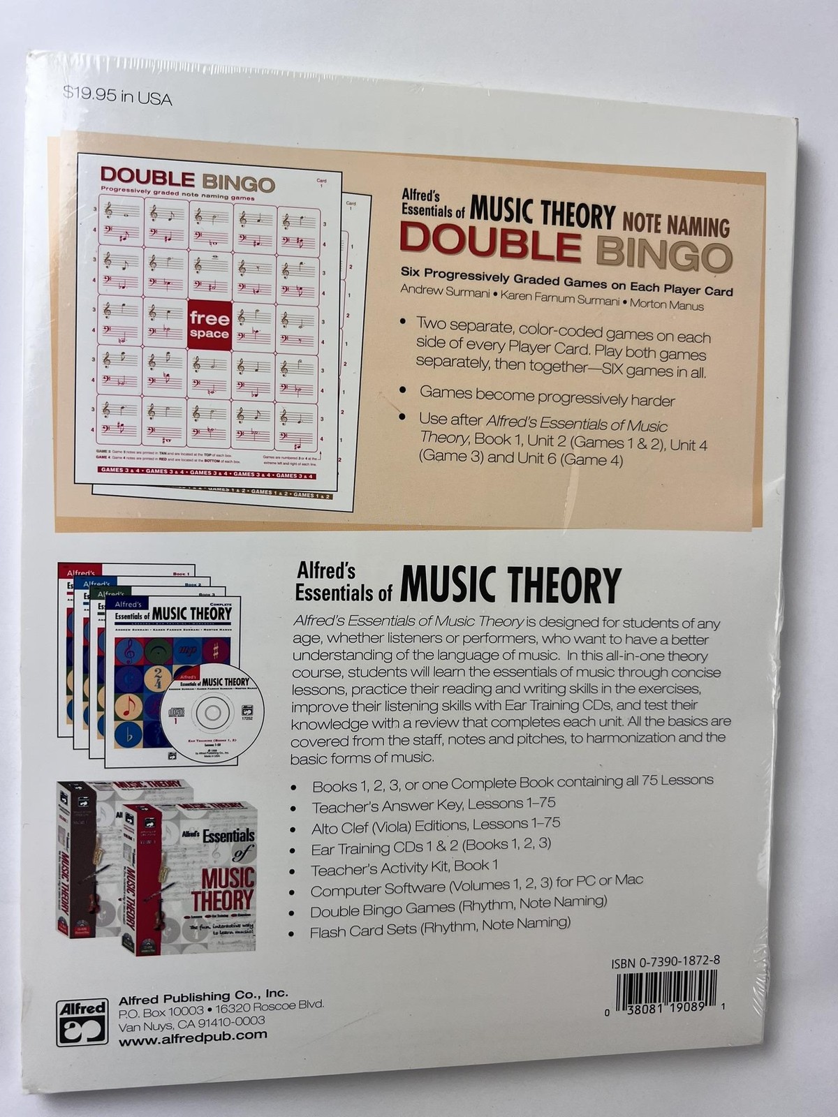 Alfred’s Essentials Music Theory Note Naming Double Bingo Game New Sealed 19481