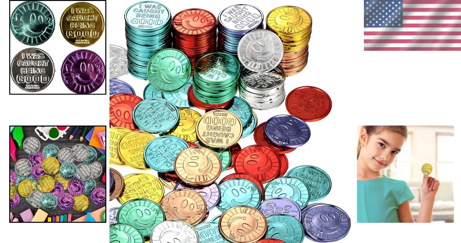 Shimmering Classroom Incentive Coins – 144 Caught Being Good Tokens (1.25 Inch)