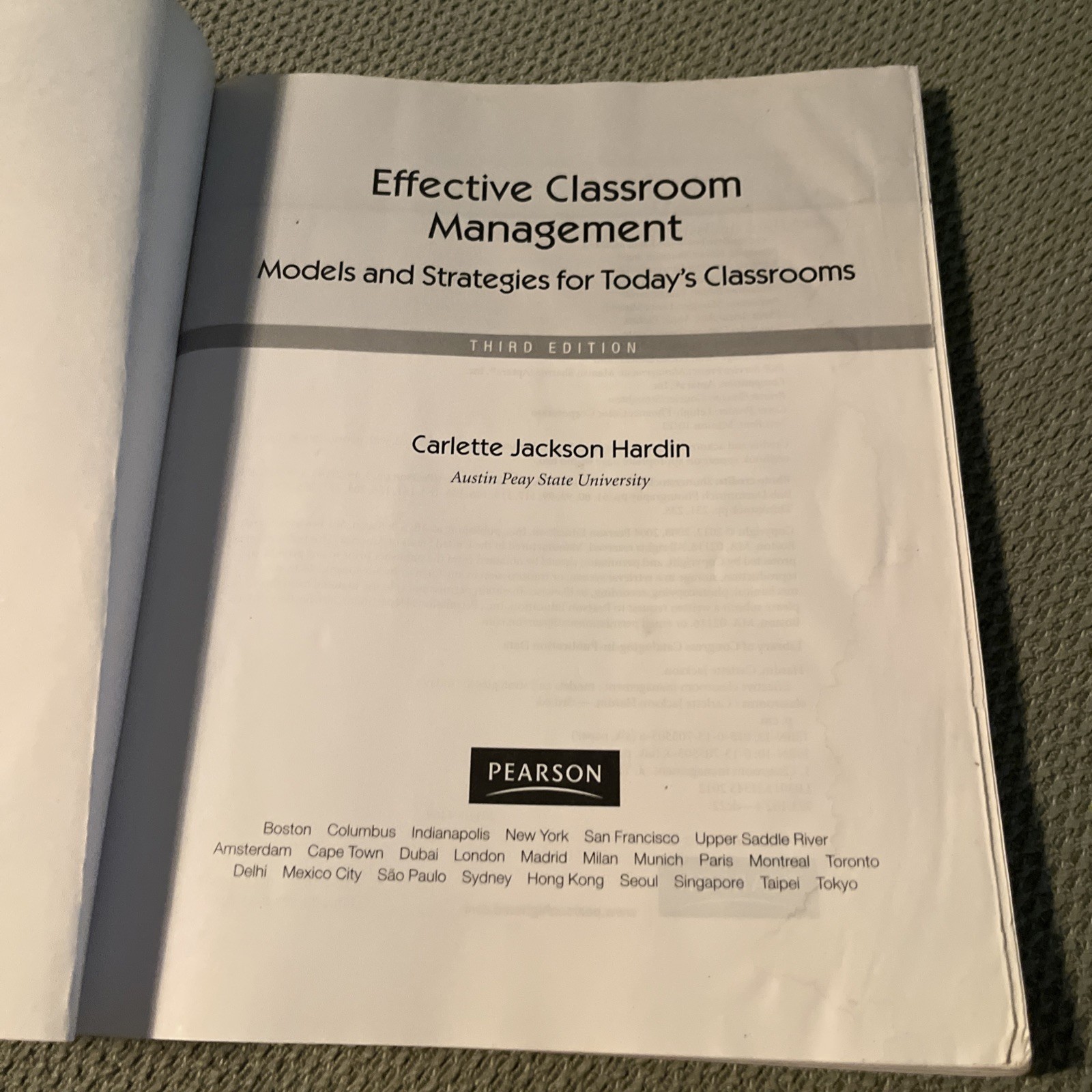 Effective Classroom Management: Third 3rd Edition, Carlette Jackson Hardin