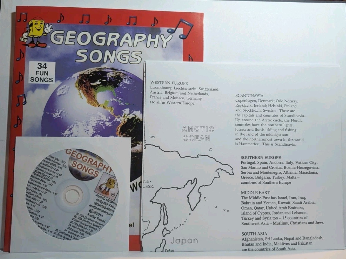 Geography Songs Sing Around The World CD – Book – Big Map Homeschool Curriculum