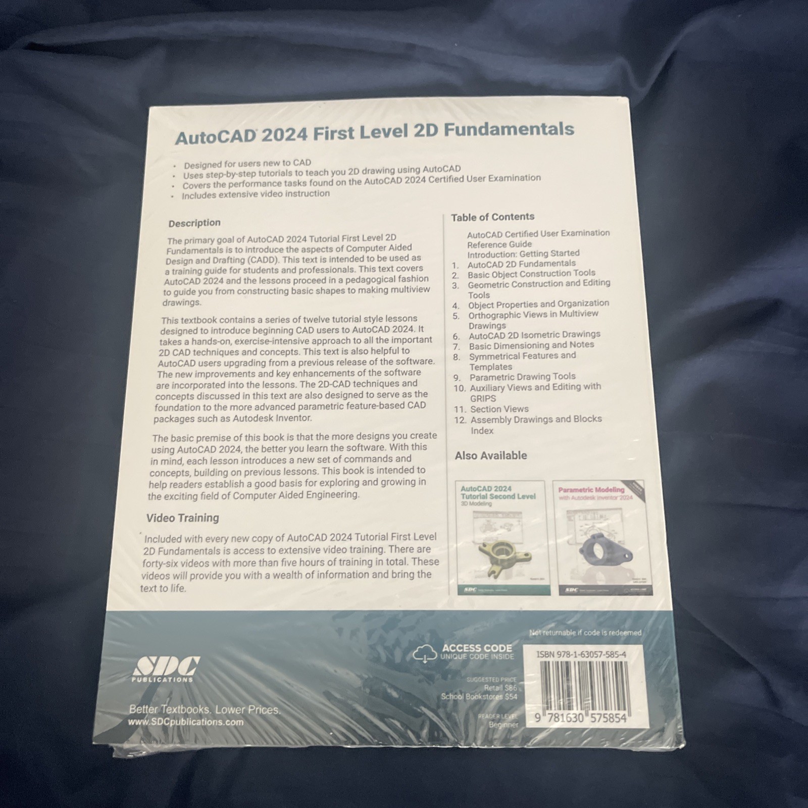Auto CAD 2024 First Level 2D Fundamentals Textbook Sealed