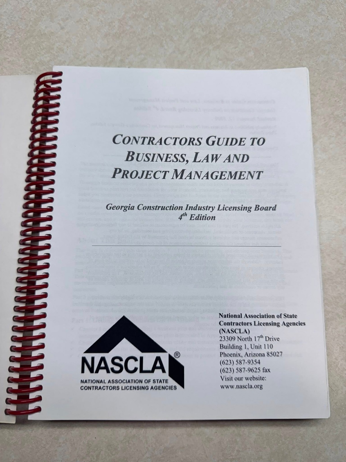 NASCLA Georgia Contractors Guide Business Law & Project Management 4th Edition