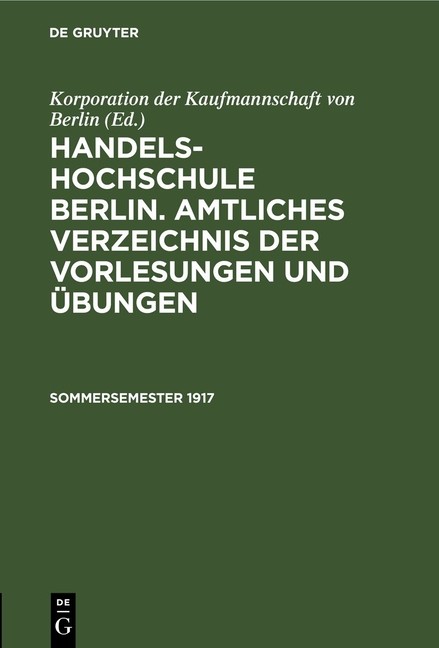Sommersemester 1917
