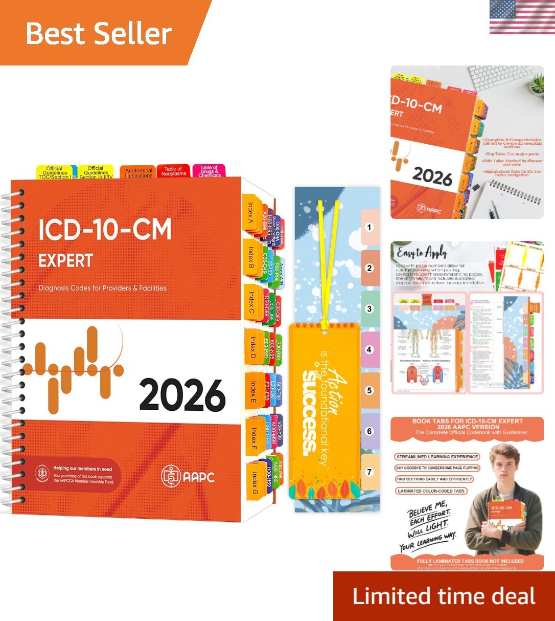 Waterproof Coding Tabs with Alignment Guide for ICD-10-CM Expert 2026 Guide