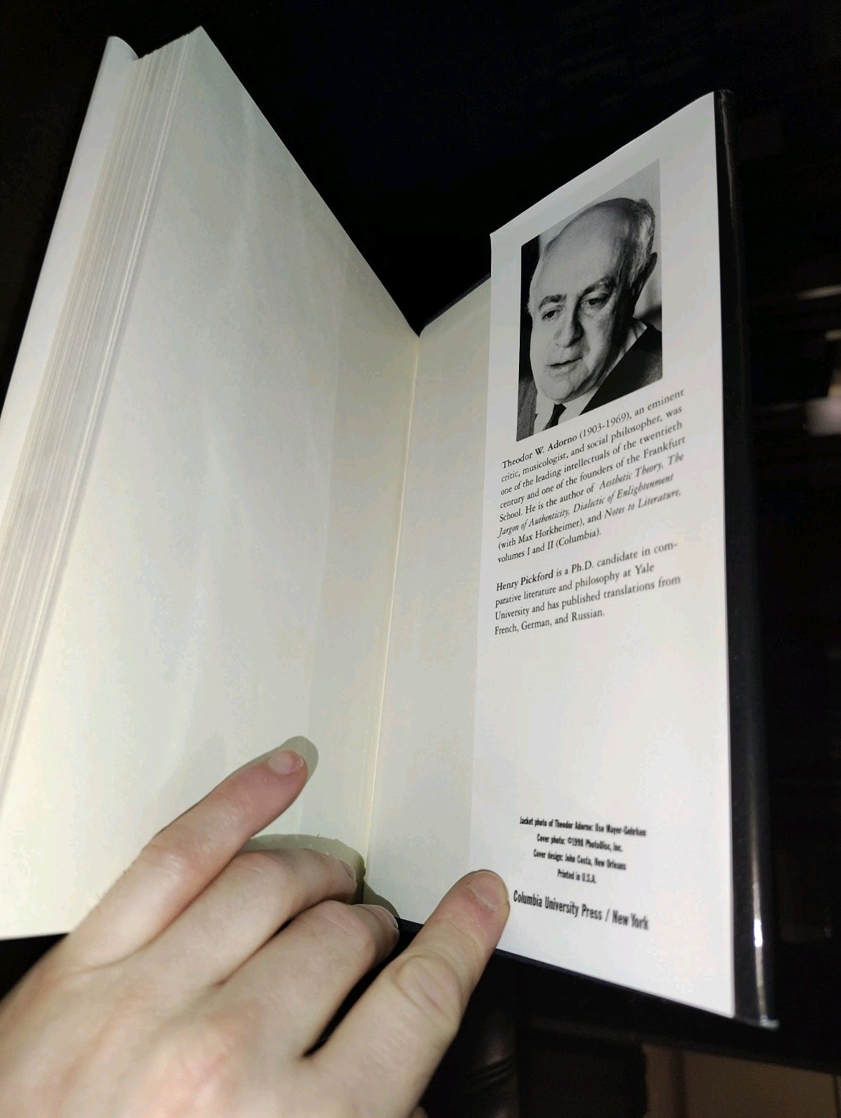 Critical Models: Interventions And Catchwords By Theodor W. Adorno ~ 1998 1st Ed