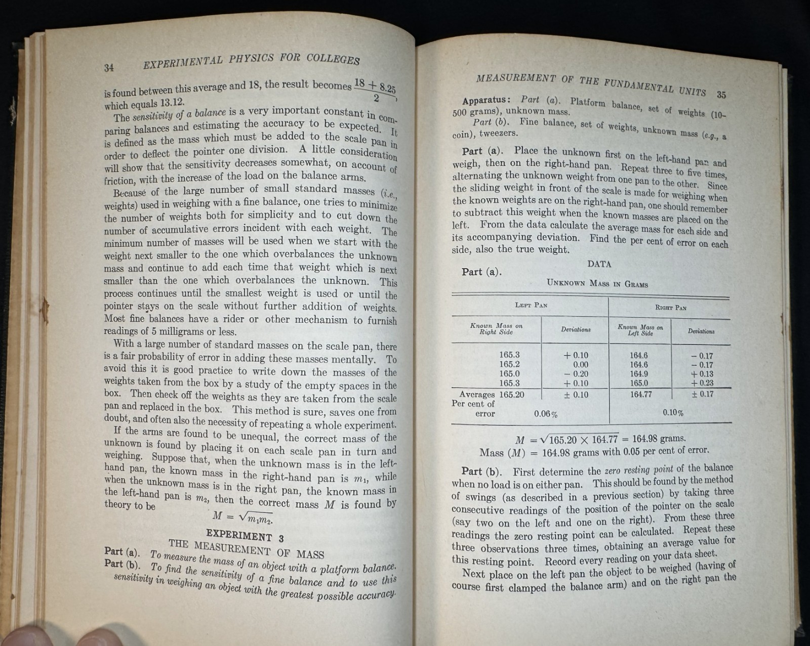 Experimental Physics for Colleges 1942 HC Walter Schneider & Lloyd Ham