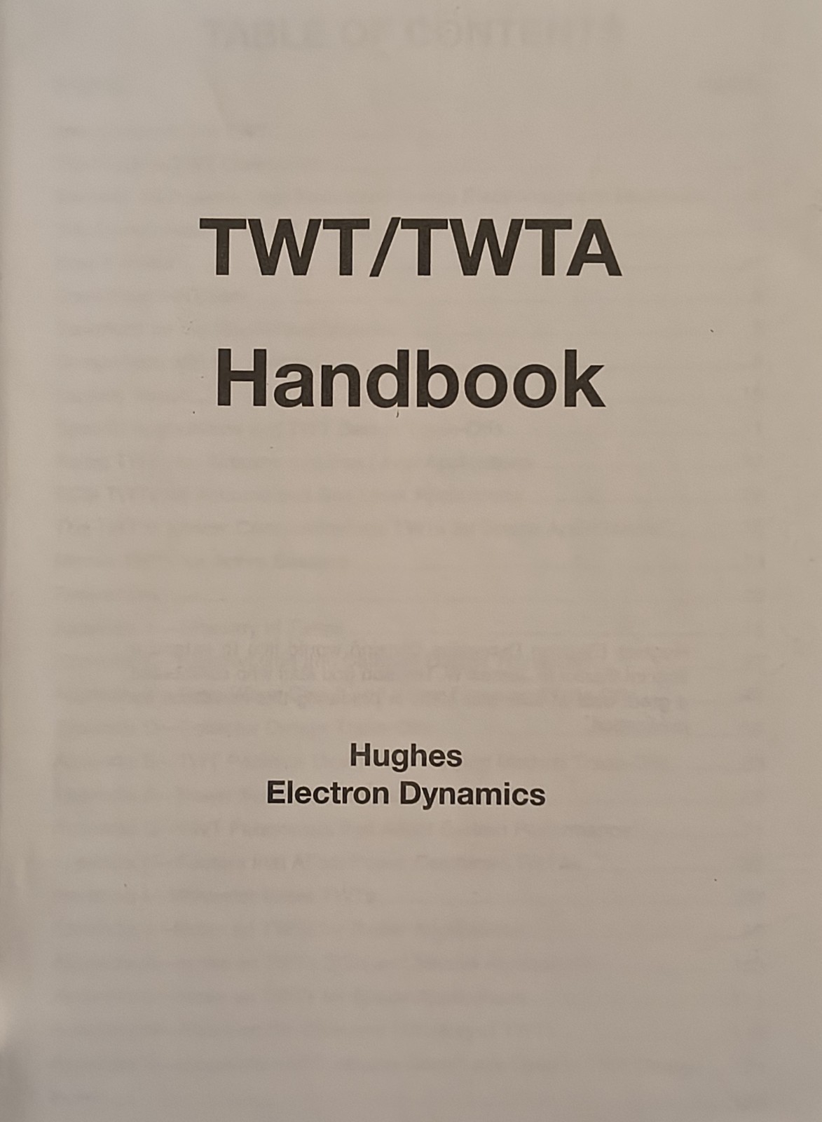 TWT TWTA Handbook RF Microwave Amplifier Guide Hughes Electron Dynamic Rare