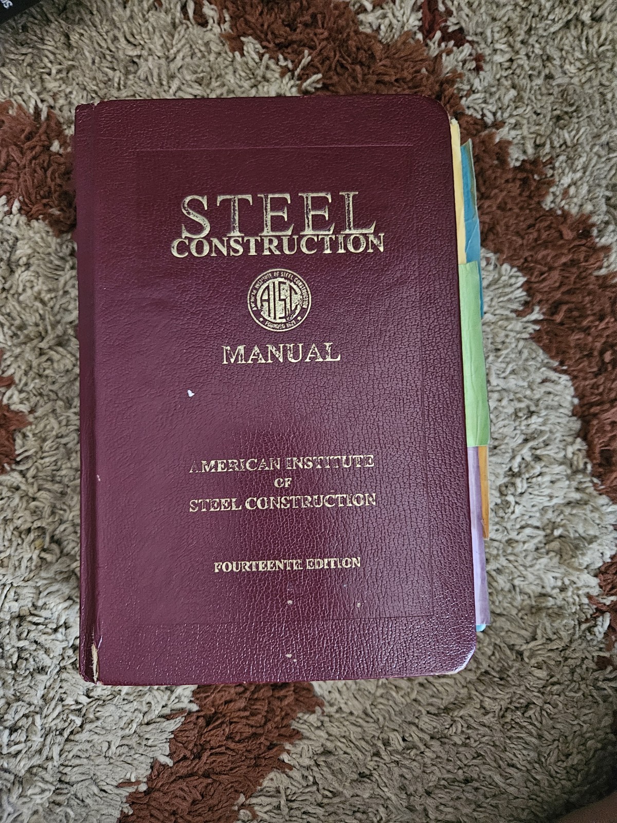 AISC Steel Construction Manual 14th Edition Dark Red Burgundy Leather Hardcover